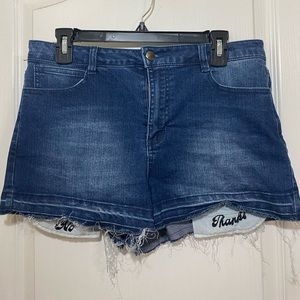 GIANNI BINI DENIM POCKET OUT SHORTS